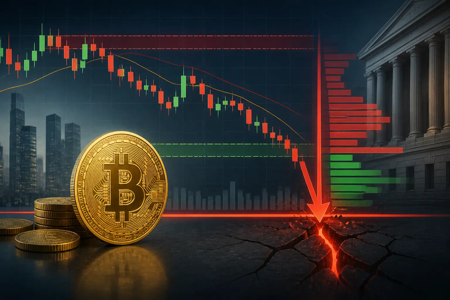 ضغط تصفية مراكز شراء البيتكوين يهدد دعم السعر الحالي