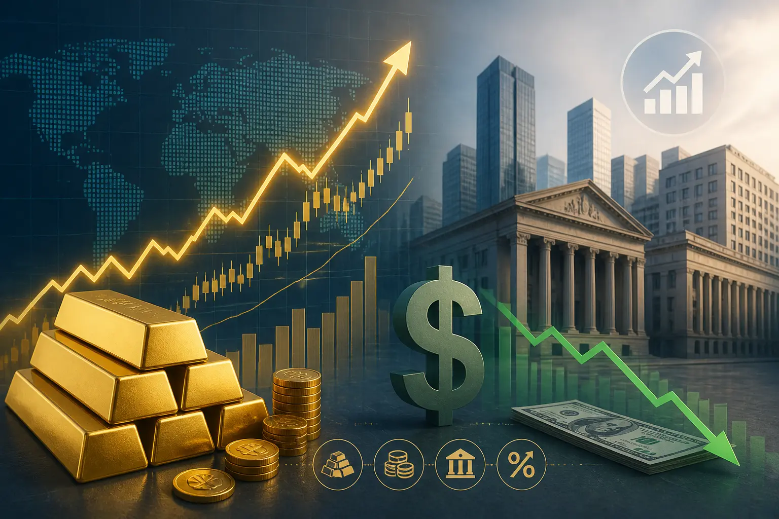 الذهب يقترب من 4200 دولار مع تراجع الدولار وسط رهانات رفع الفائدة الفيدرالية