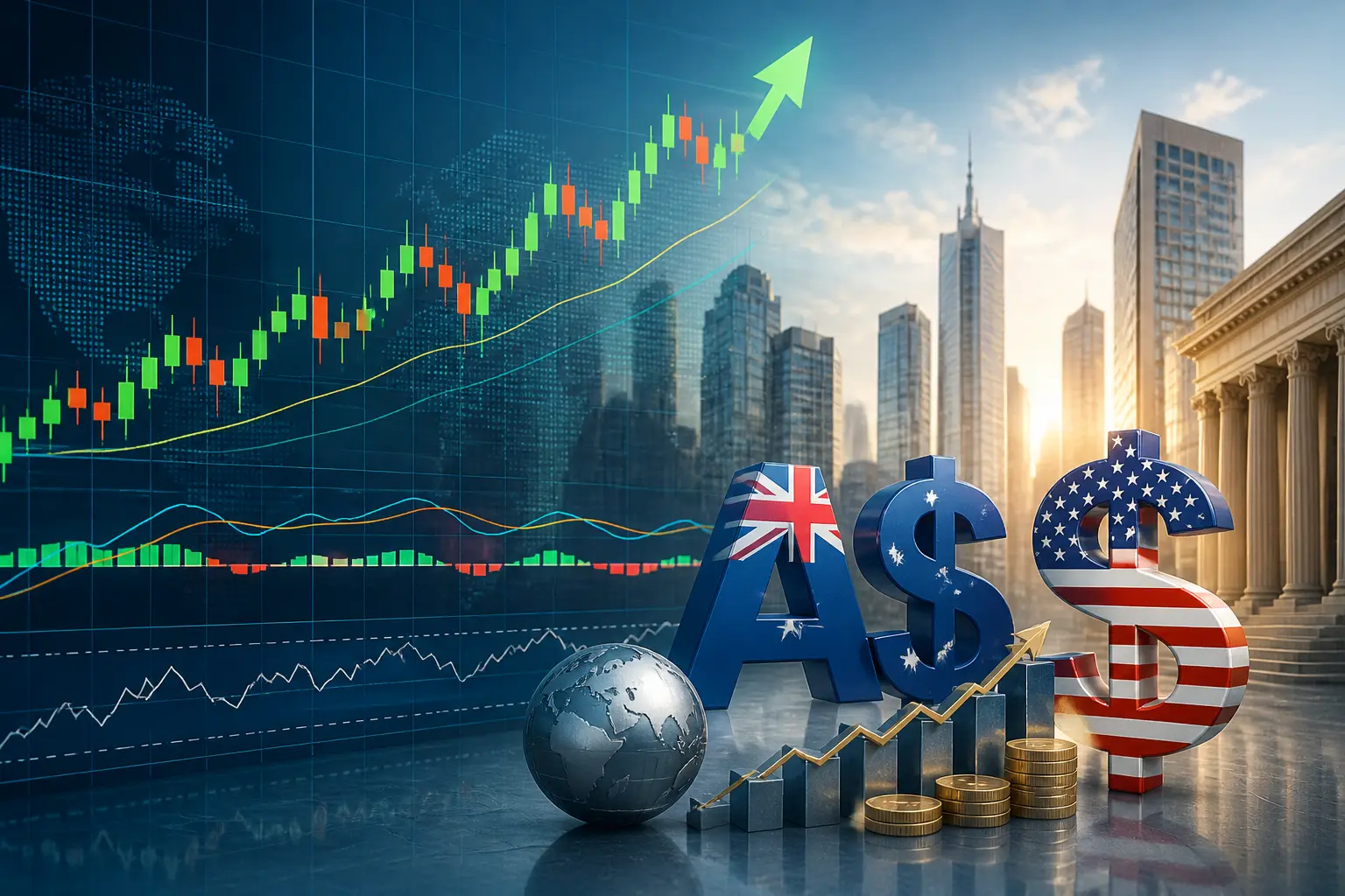 زوج الدولار الأسترالي/الدولار الأمريكي AUD/USD يرتفع بدعم معنويات السوق الإيجابية
