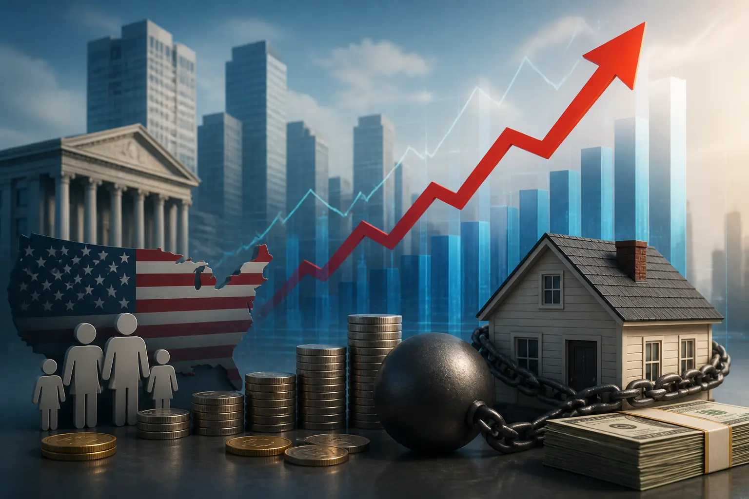 ارتفاع نسبة الأسر الأمريكية المثقلة بالديون إلى 8.6% رغم تحسن الدخل والثروة