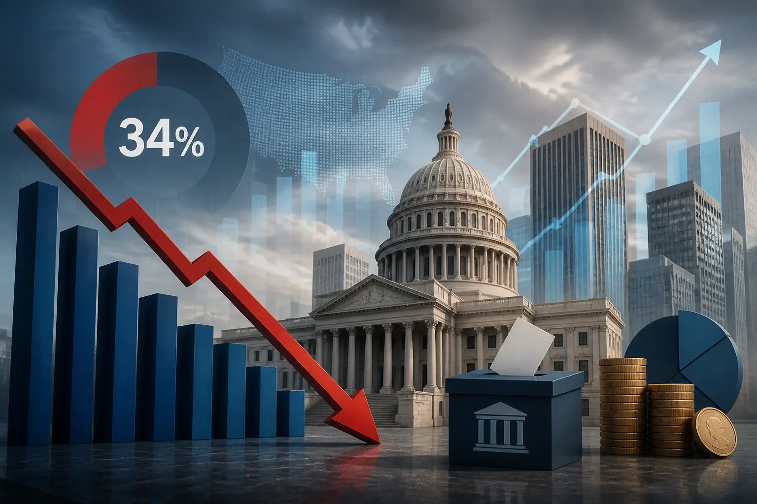 تراجع تأييد ترامب إلى 34% قبيل انتخابات التجديد النصفي مع توقعات بفوز الديمقراطيين