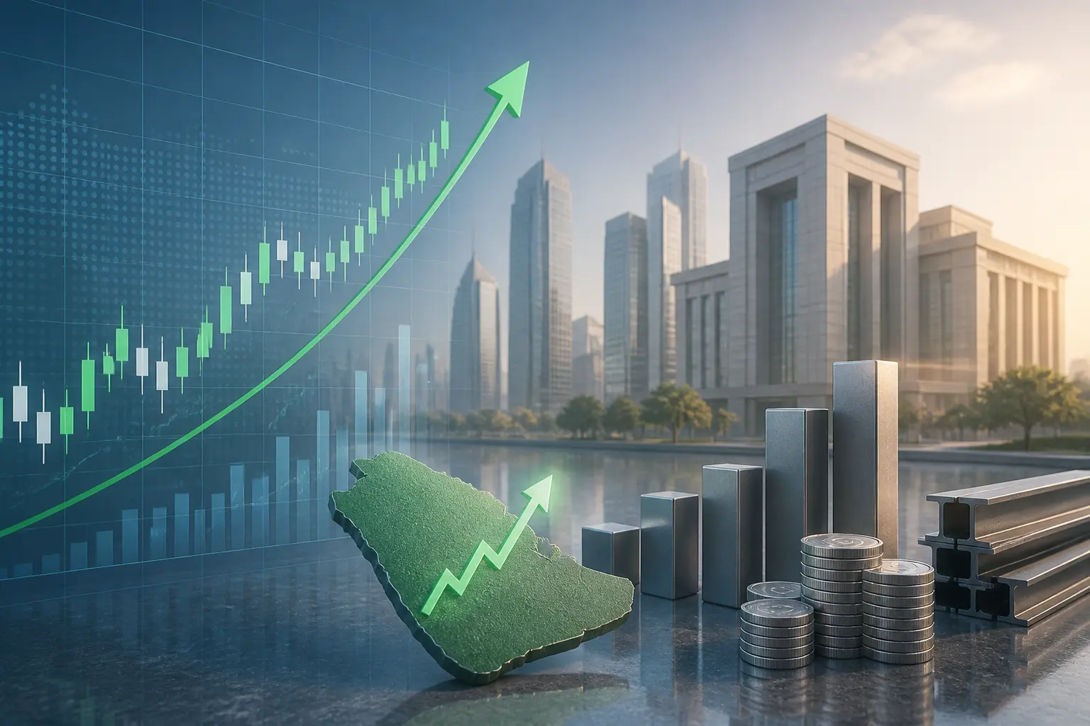سهم حديد وطني يحقق أعلى مستوى له منذ عام ويصعد إلى 3.20 ريال