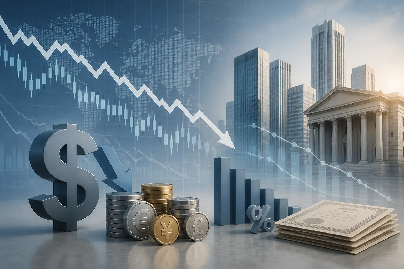 الدولار الأمريكي يتراجع مع انخفاض عوائد السندات وسط تحركات العملات الرئيسية