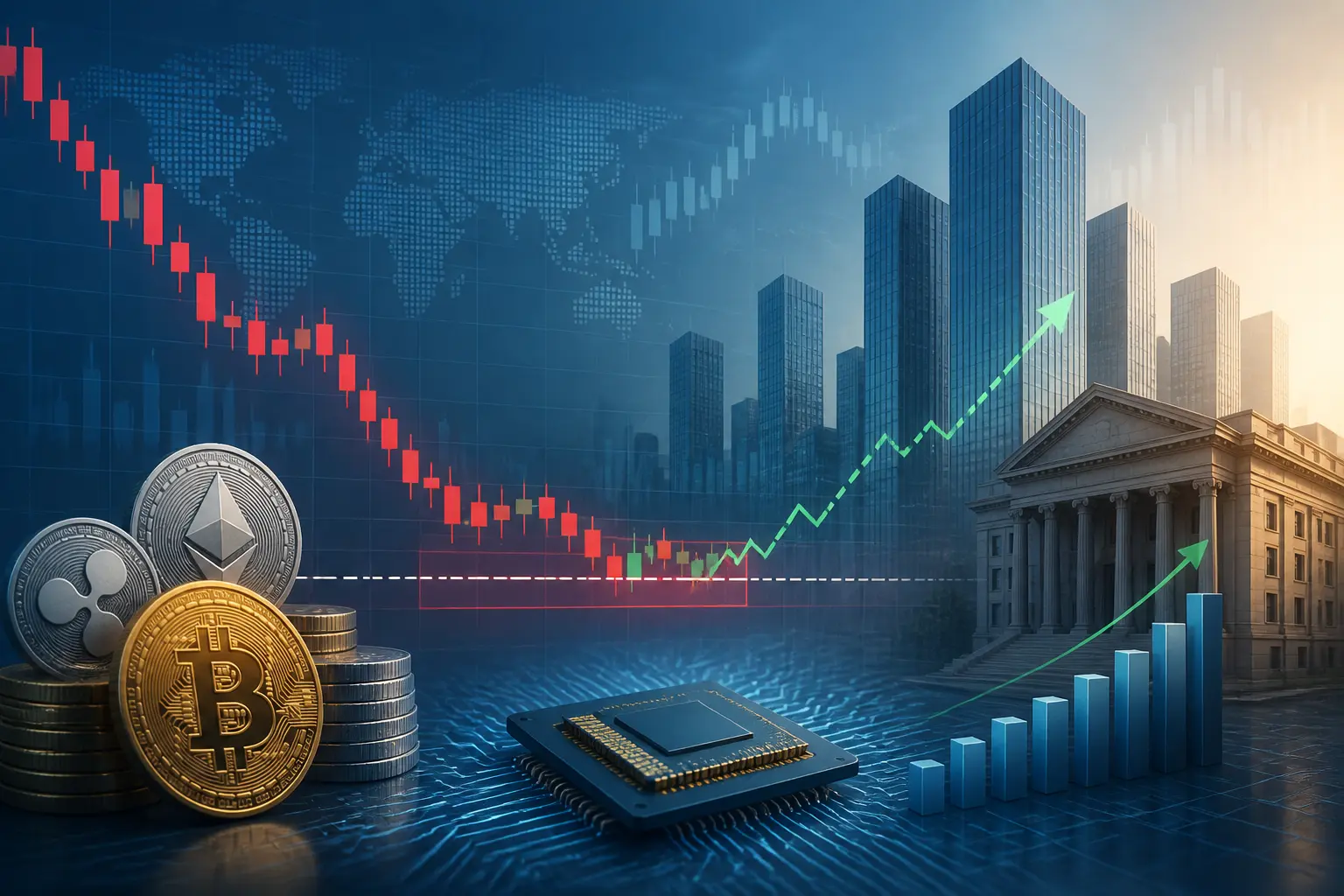 تراجع العملات المشفرة وأسهم شركات الرقائق إلى مستويات دعم مع فرص صعود محتملة