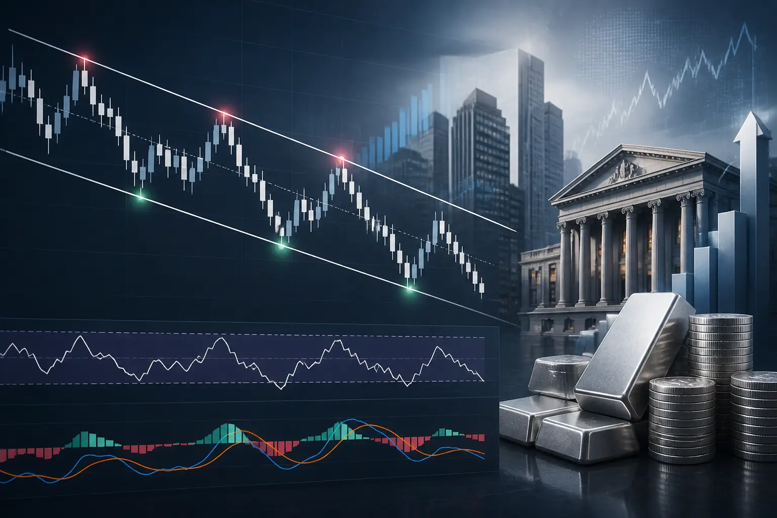 أسعار الفضة تتأرجح داخل قناة هابطة مع سيطرة البائعين وسط توقعات رفع الفائدة الأمريكية