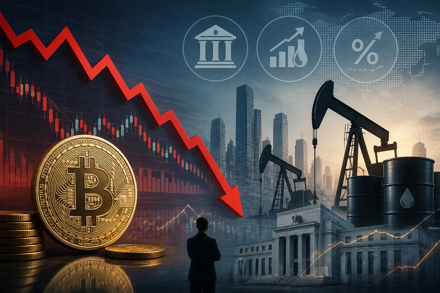 بيتكوين يتراجع تحت 82 ألف دولار مع صعود أسعار النفط وضغوط توقعات الفيدرالي