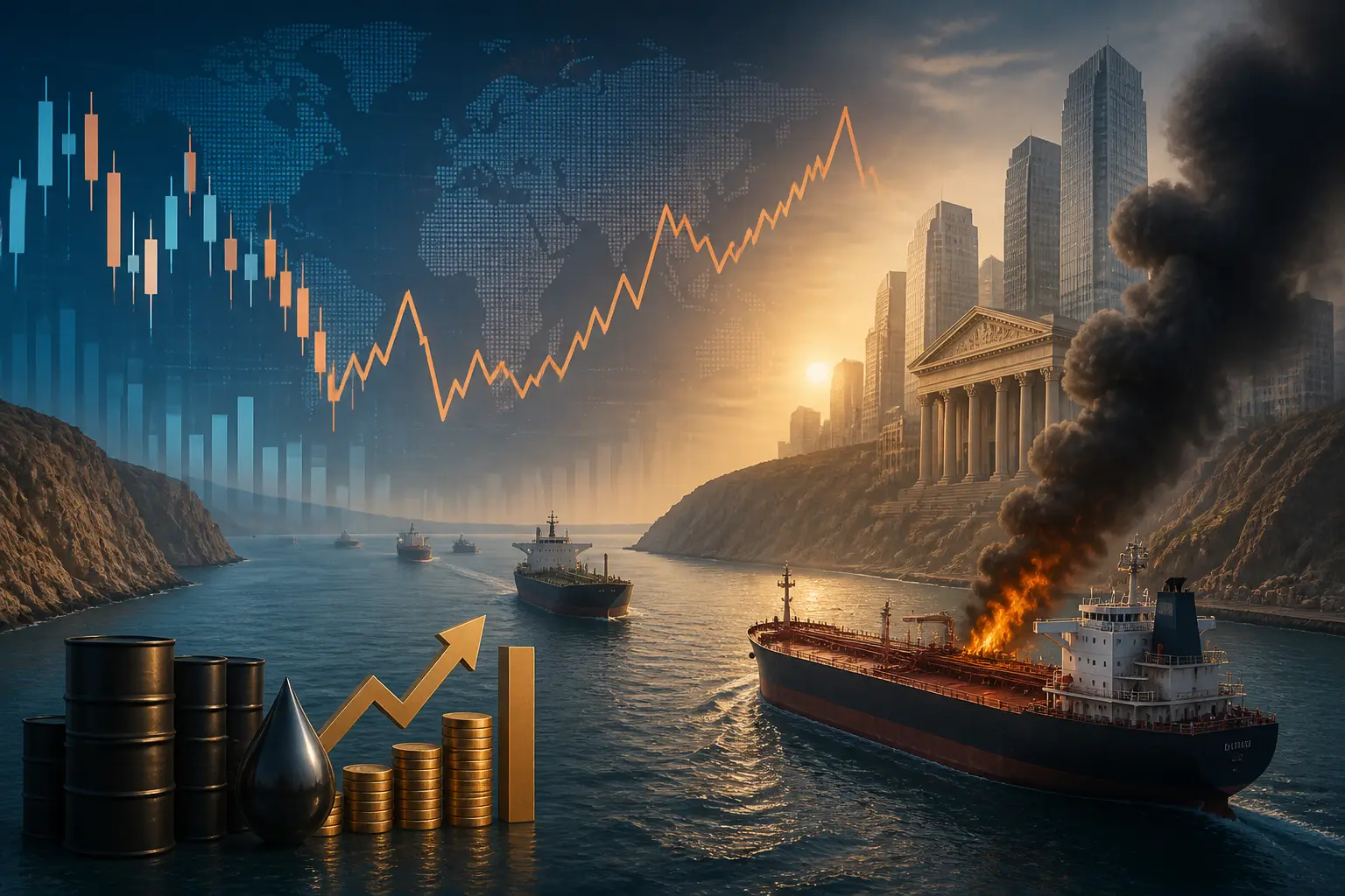 إيران تعلن احتراق ناقلتين نفطيتين بعد اصطدامهما بألغام في مضيق هرمز