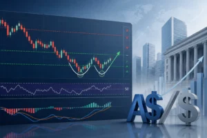 زوج الدولار الأسترالي/الدولار الأمريكي AUD/USD يتعافى مع تشكل قاع مزدوج ومؤشر RSI يقترب من 50