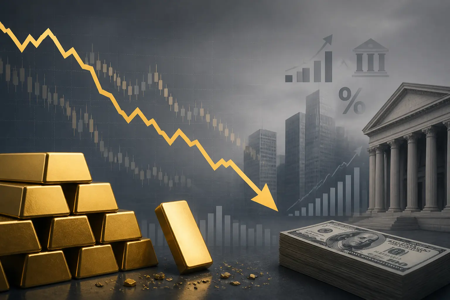 الذهب يتراجع إلى أدنى مستوى شهري مع ترقب رفع الفائدة الأمريكية
