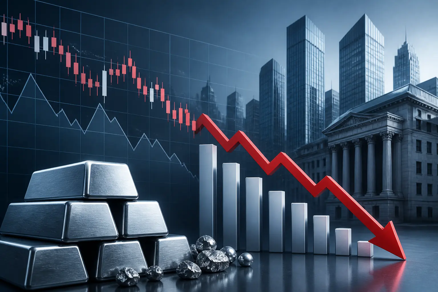 الفضة تكسر دعم 56 دولارًا وتقترب من أدنى مستوياتها السنوية عند 54.77 دولار