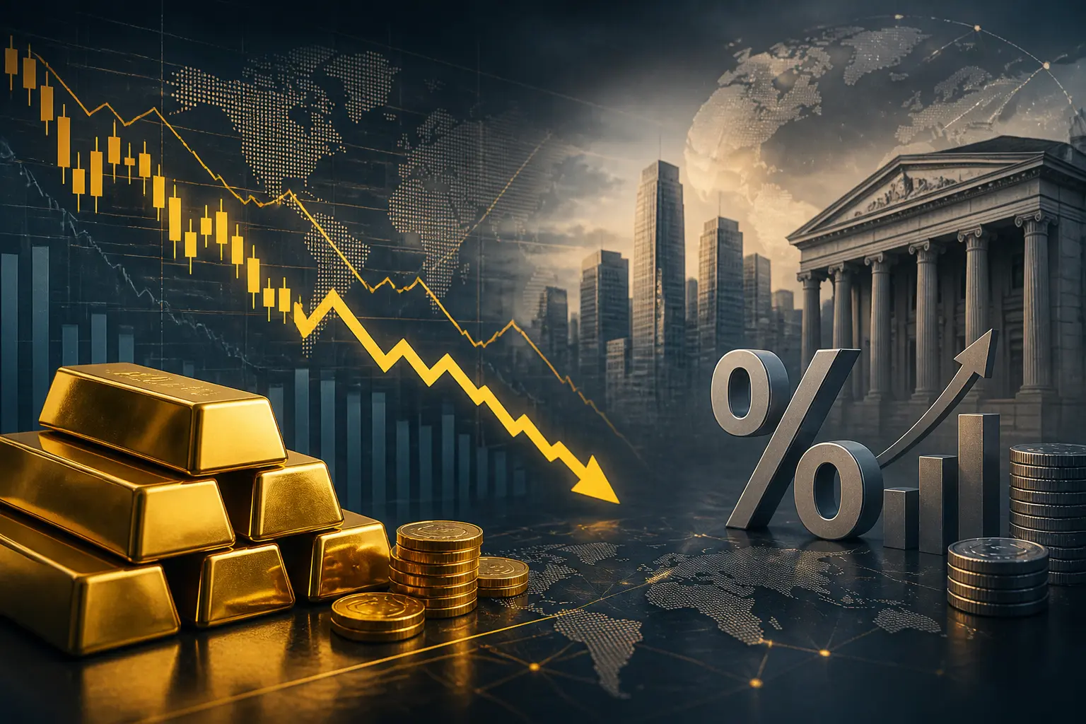 الذهب يتراجع لأدنى مستوى منذ أكثر من شهرين وسط توقعات بقاء أسعار الفائدة مرتفعة