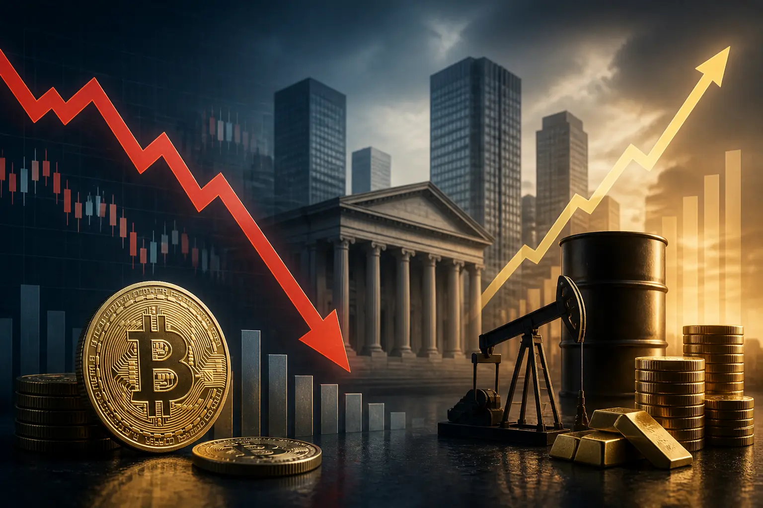 بيتكوين يتراجع دون 82 ألف دولار وسط موجة بيع في أسهم التكنولوجيا وارتفاع النفط