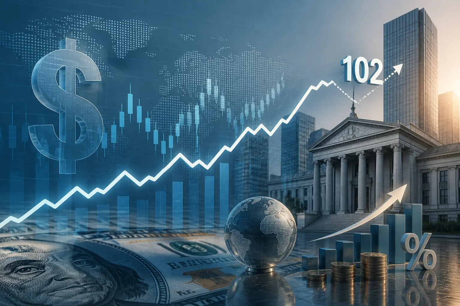 مؤشر الدولار يقترب من 102 مع ترقب قرارات البنوك المركزية خلال الأسبوع