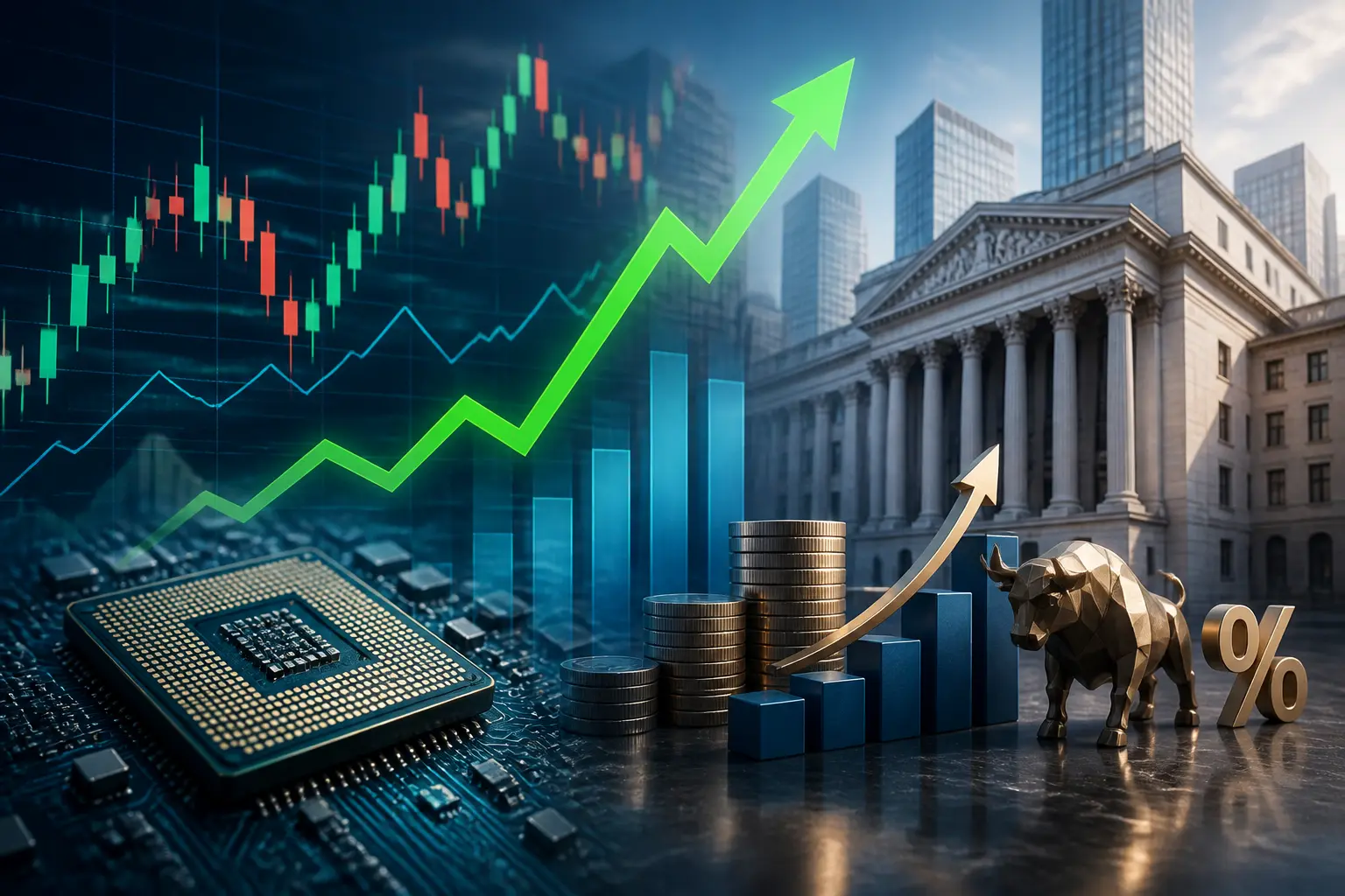 ارتفاع الأسهم الأمريكية بدعم أسهم الرقائق وسط ترقب اجتماع الاحتياطي الفيدرالي