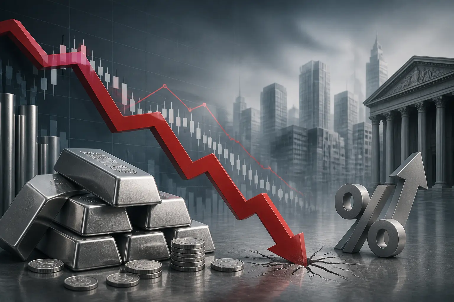 هبوط حاد لأسعار الفضة مع تعمق الانكماش وتأثيرات رفع الفائدة