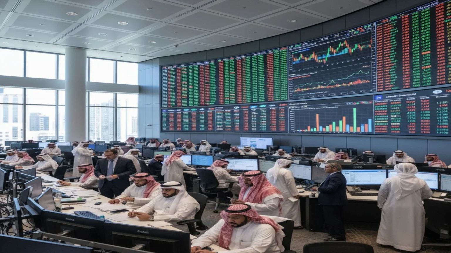 سوق الأسهم السعودية تستقر مع تحسن عالمي وثبات أسعار النفط