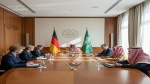 المستشار الألماني يبدأ زيارة رسمية للسعودية لتعزيز العلاقات التجارية