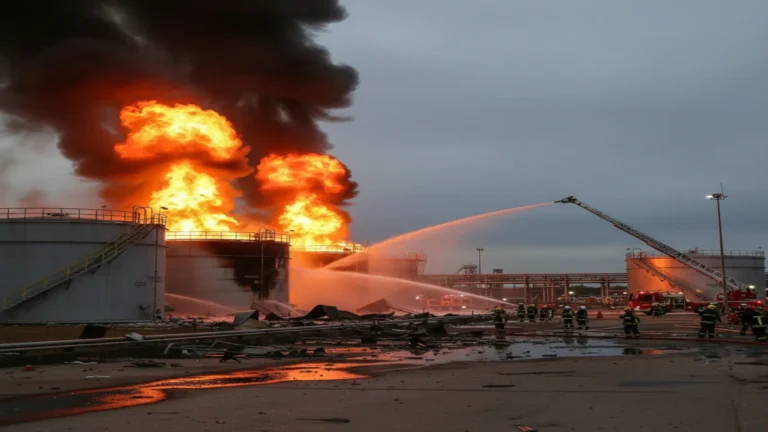 حريق ضخم في مركز الفجيرة النفطي بعد اعتراض طائرة مسيرة
