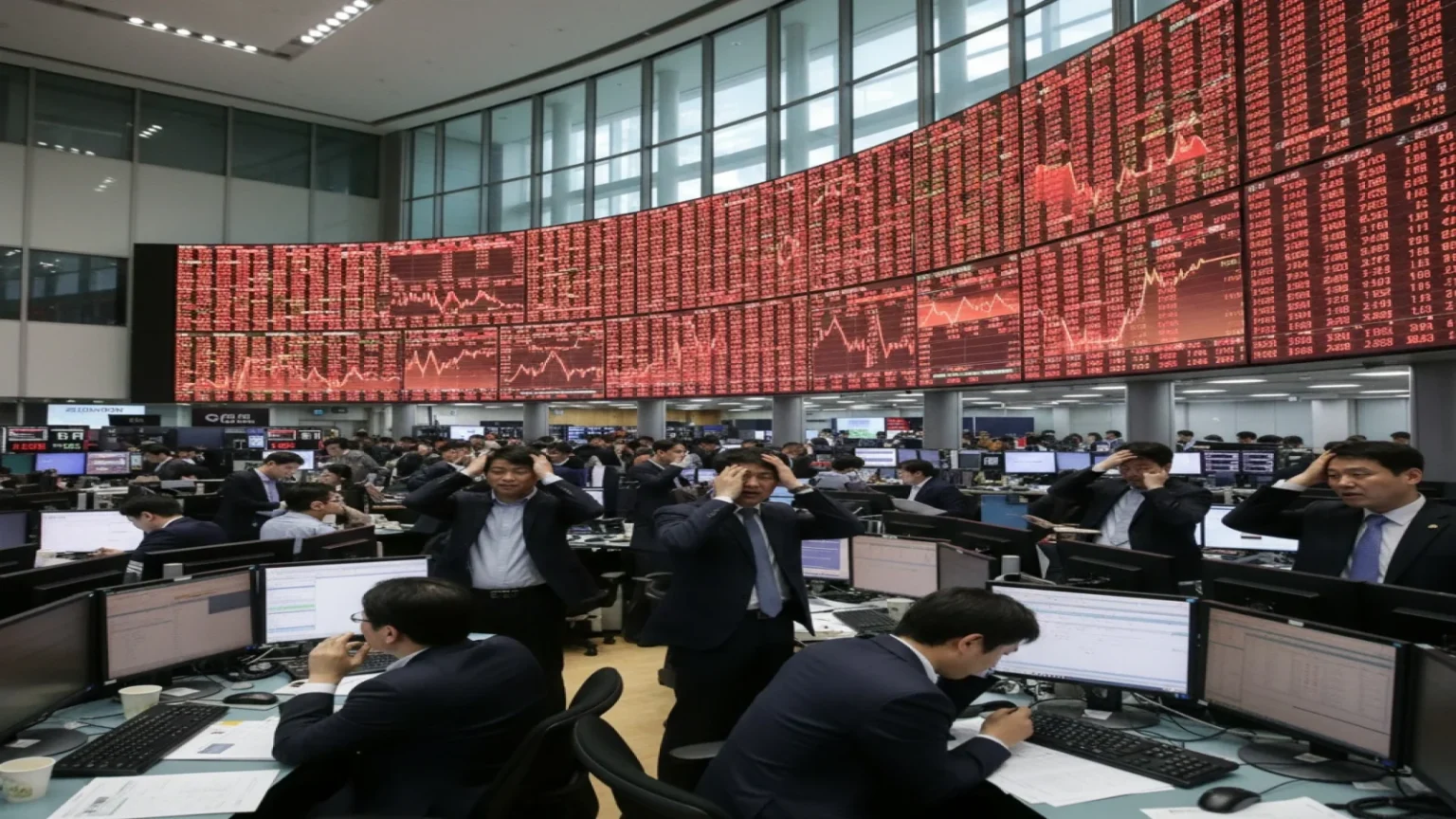 بورصة كوريا توقف التداول 20 دقيقة مع تراجع مؤشر كوسبي 8.1%