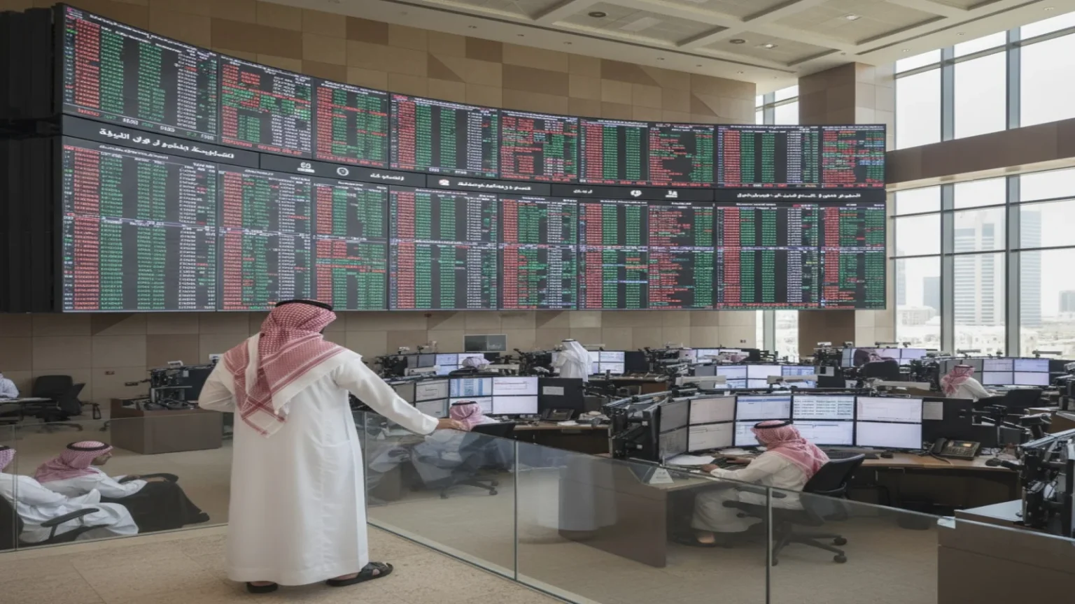 تراجع مؤشر تاسي مع هبوط الأسهم المصرفية في بداية تداولات اليوم